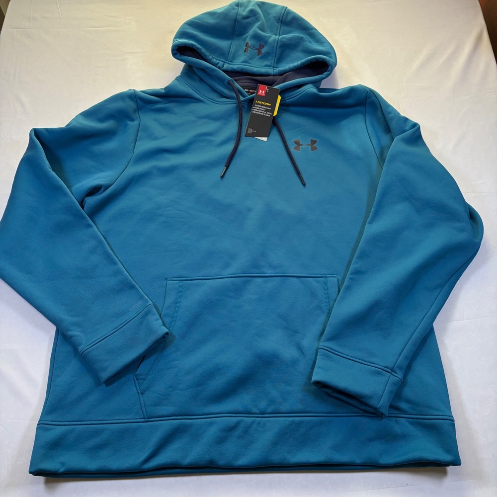 Under Armour Storm ColdGear Hoodie Mens XXL Teal Blue Water Resistant 1299753